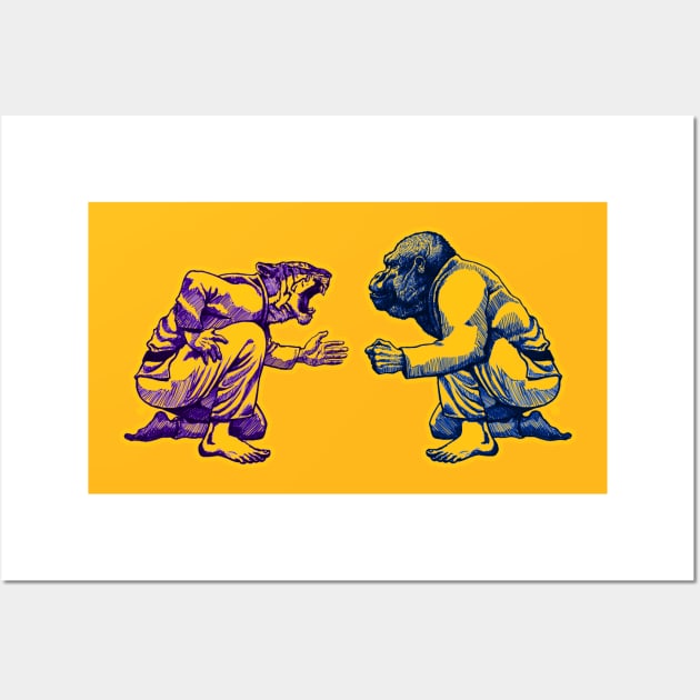 Martial Arts - Way of Life #1 - tiger vs gorilla - Jiu jitsu, bjj, judo Wall Art by undersideland